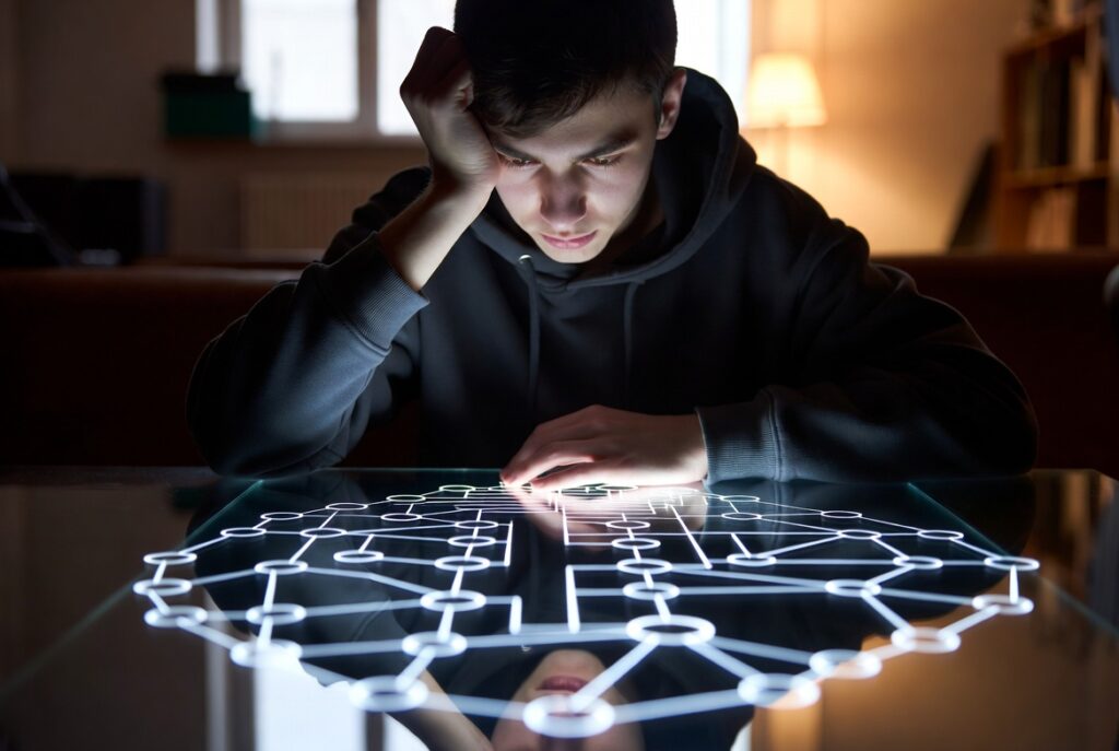 A student engages with his struggle with AI