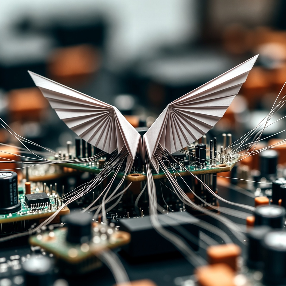 Digitally connected origami to AI circuits